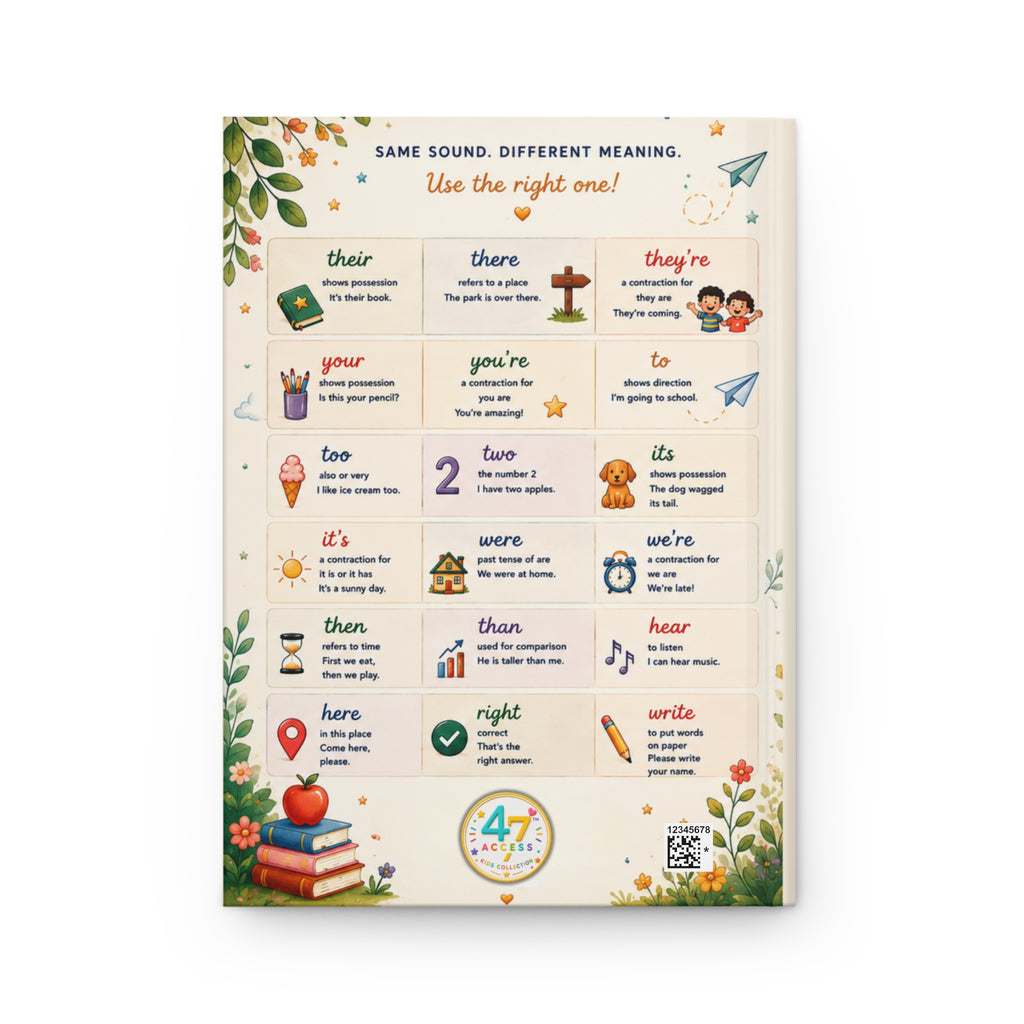Tricky Words Kids Poster Hardcover Journal | Grammar Reference, Learning Notebook