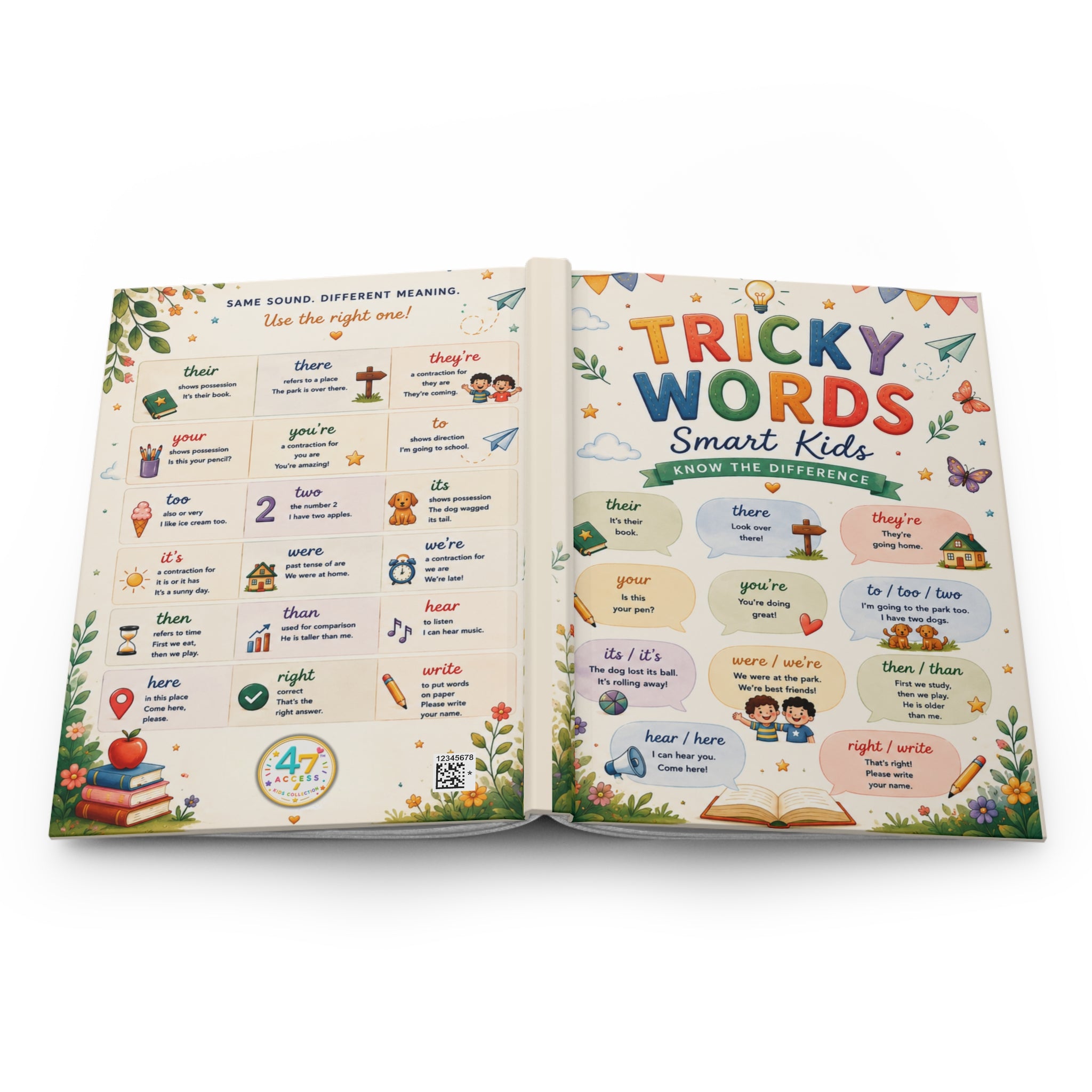 Tricky Words Kids Poster Hardcover Journal | Grammar Reference, Learning Notebook