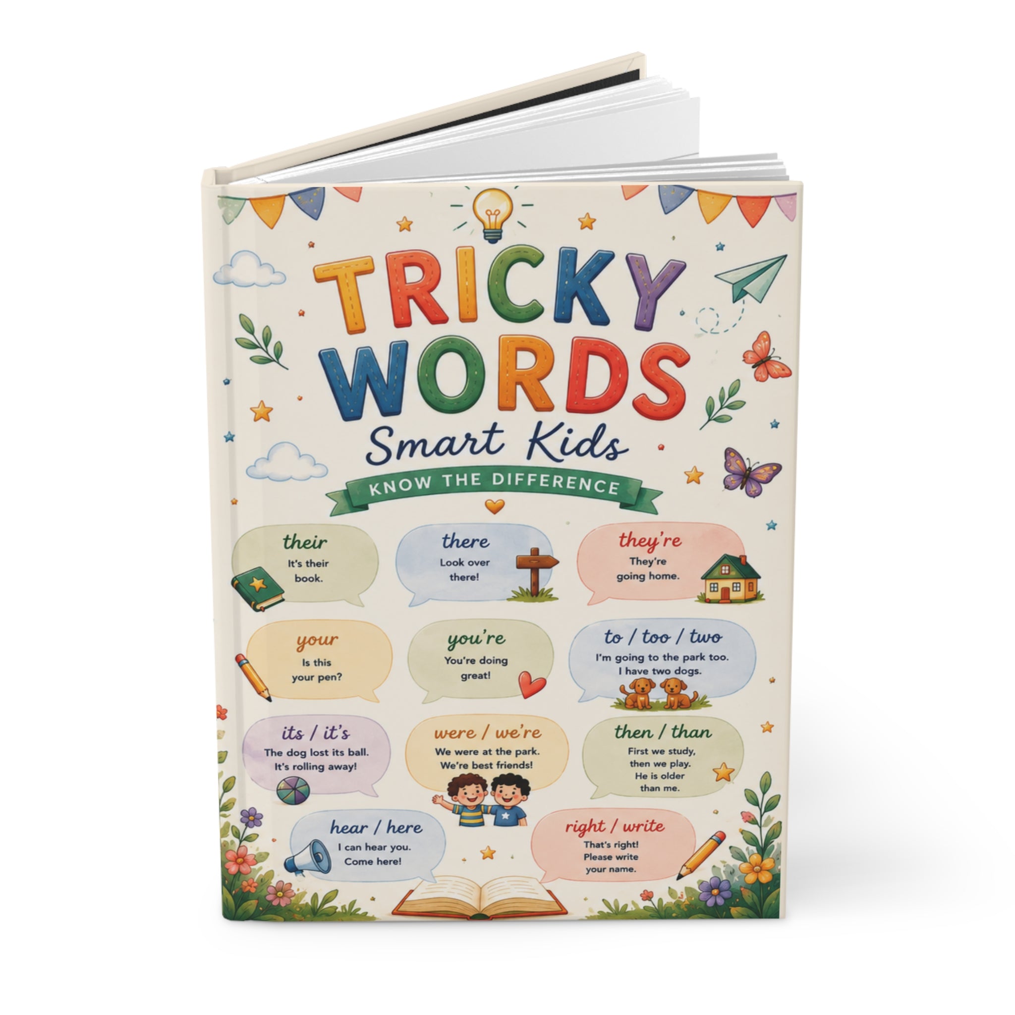 Tricky Words Kids Poster Hardcover Journal | Grammar Reference, Learning Notebook