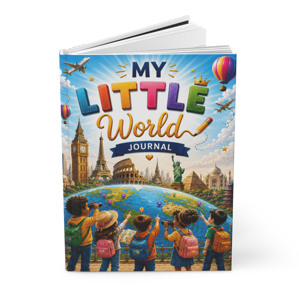 Standing front cover of the Access 47 Kids Hardcover Journal – My Little World Travel