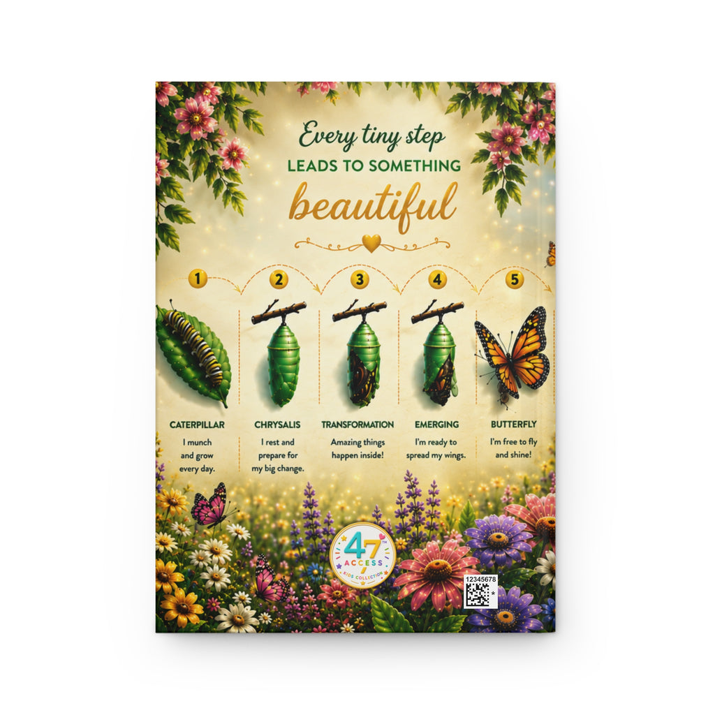 Back cover of the Access 47 Kids Hardcover Journal – Butterfly Life Cycle